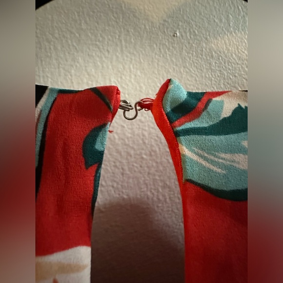 Express Red Floral Skater Dress Size Large - Picture 7 of 8